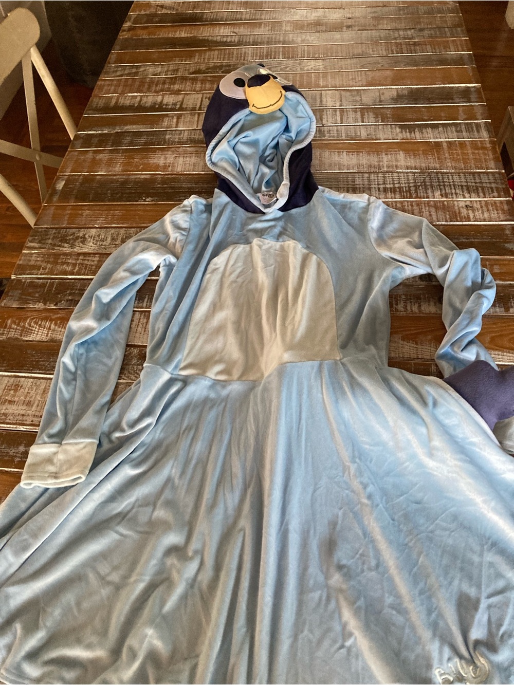 Women’s Bluey Costume Dress Hooded Nightdress with Navy Hood Accents